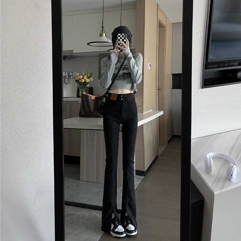 Black High-Waisted Slimming Flare Jeans for Women