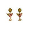 European and American diamond-set lime wine glass pearl earrings, personality trend fashion earrings, niche temperament creative earrings