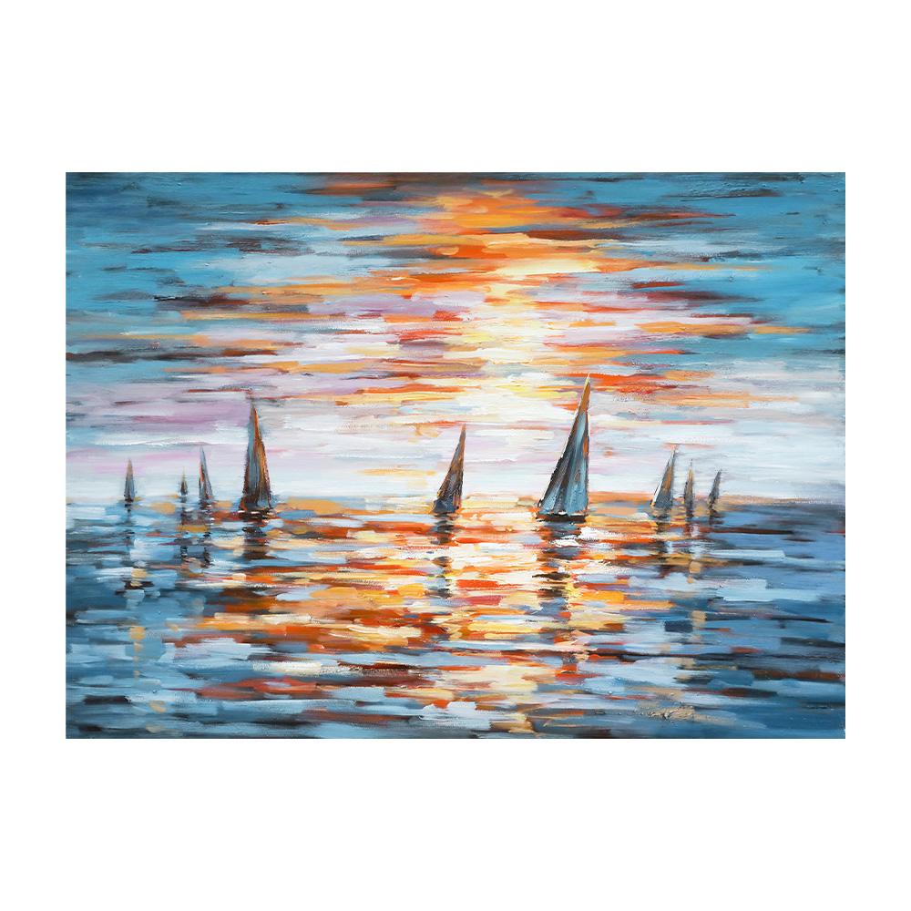 Vintage Ship Sailing Retro Nordic Canvas Poster Painting Boat At Sea Wall Art Pictures for Living Room Bedroom Office Decor