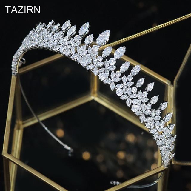 

Свадебные тиары для невесты, короны принцессы, модные кубические цирконии, сладкие 16 Cz, пышные украшения для волос, циркониевые аксессуары для выпускного вечера Diameter15cm серебряный