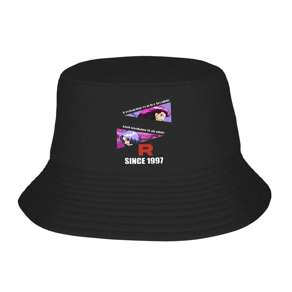 Pokemon Team Rocket RecruitUnisext Bucket Hats for Women Beach Sun Hat Fashion Lightweight for Outdoor Fishing Hat Bob