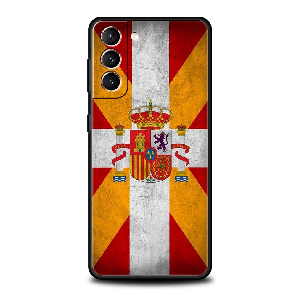 Soft TPU Phone Case For Samsung Galaxy S25 S24 S23 S22 S21 Ultra S20 FE 5G S10 S10E Plus Spain Bull Flag Black Cover