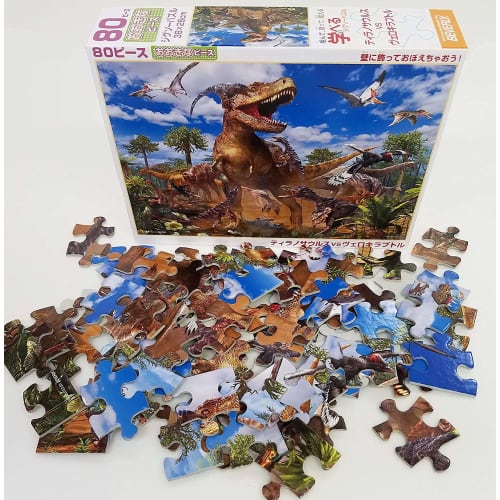 [Made In Japan] Beverly 80 Piece Jigsaw Puzzle Learn Jigsaw Puzzle Tyrannosaurus VS Velociraptor (26 X 38cm) 80-002