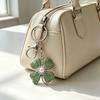 Keychain Pendant Shiny Rhinestones Imitation Pearls Inlaid Four-Leaf Clover Design Zinc Alloy Key Chain with Lobster Clasp Lightweight Key Holder