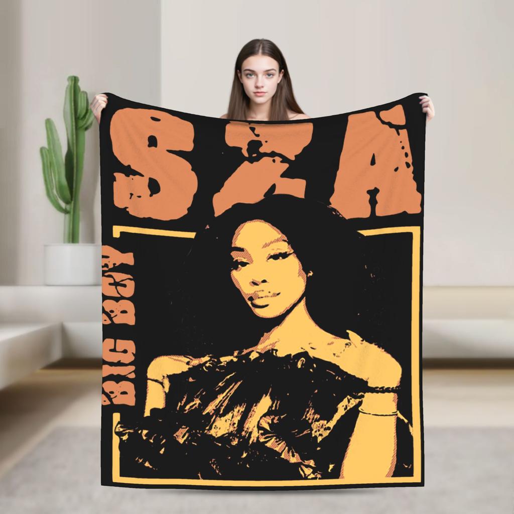 SOS SZA Rapper Knitted Blanket 90s Music Fleece Throw Blanket Bedroom Sofa Decoration Lightweight Bedspread