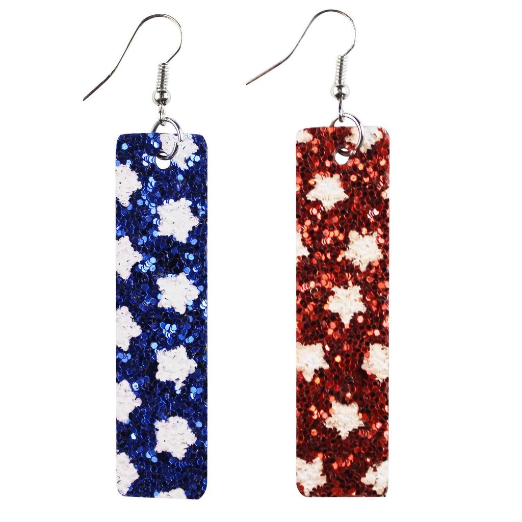 American Flag Star Stripe Elements Independence Day Leather Earrings Election Theme Diy