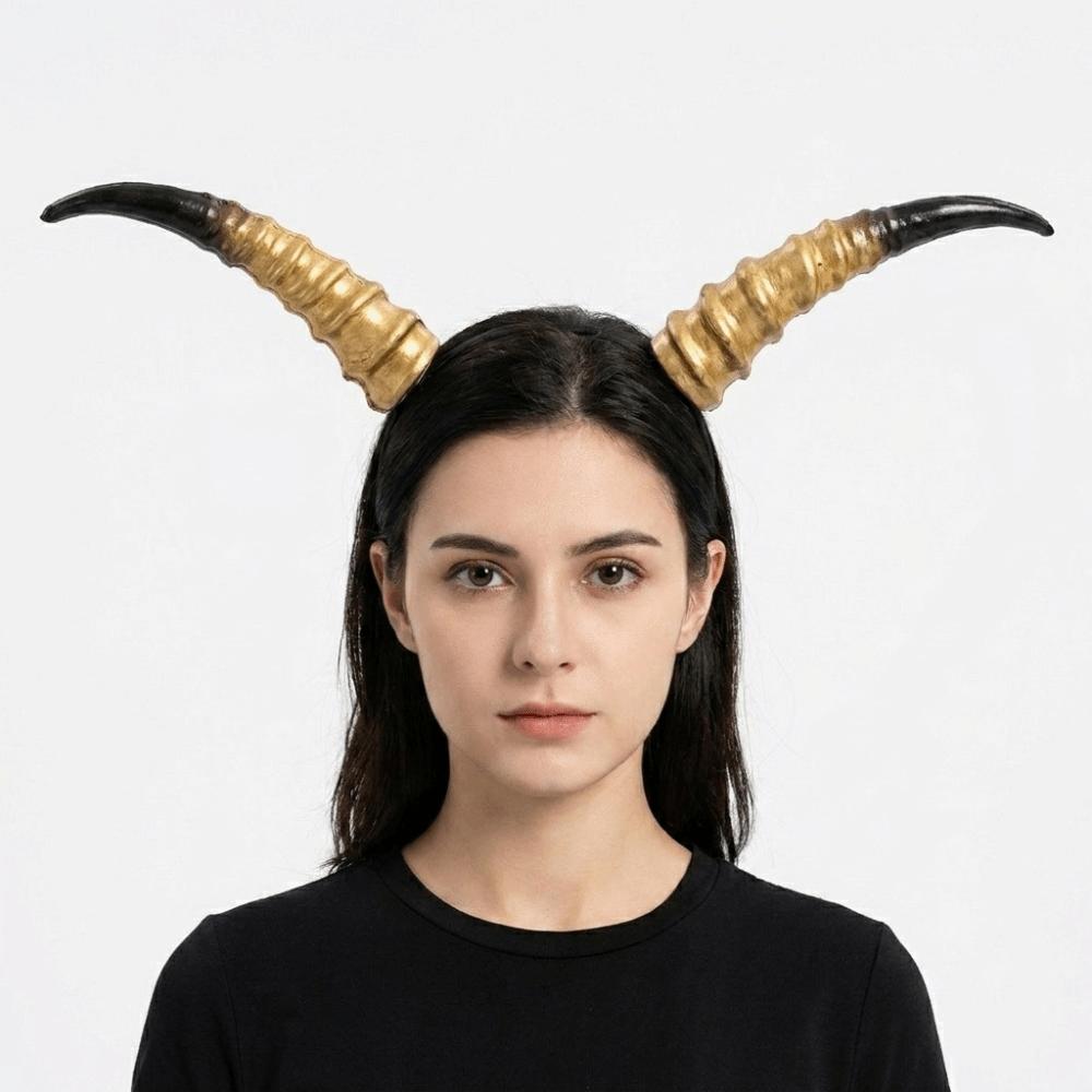 Pu Halloween Horns Headband Ox Horn Halloween Hair Hoop Personality Cosplay Hairband Photo Props