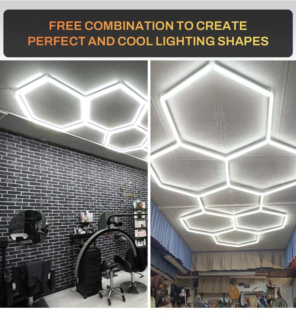 Barbershop Hair Salon Led Ceiling Light Hexagon Garage Light AC85-265V Honeycomb Led Tube Lighting For Car Detailing Workshop