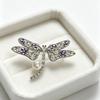 Elegant Natural Freshwater Pearl Brooch with Dragonfly Design, Exuding a Natural Luster. Crafted from Copper and Adorned with Zircon
