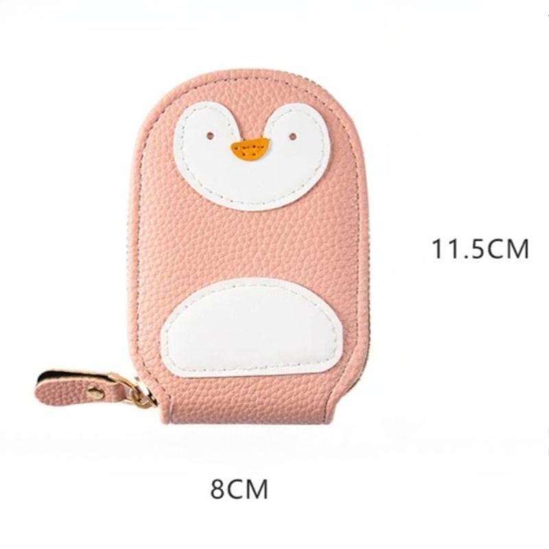 Cute Penguin Pu Leather Card Wallet Large Capacity Organizer with Multi Card Slots and ID Document Holder Women Card Bag