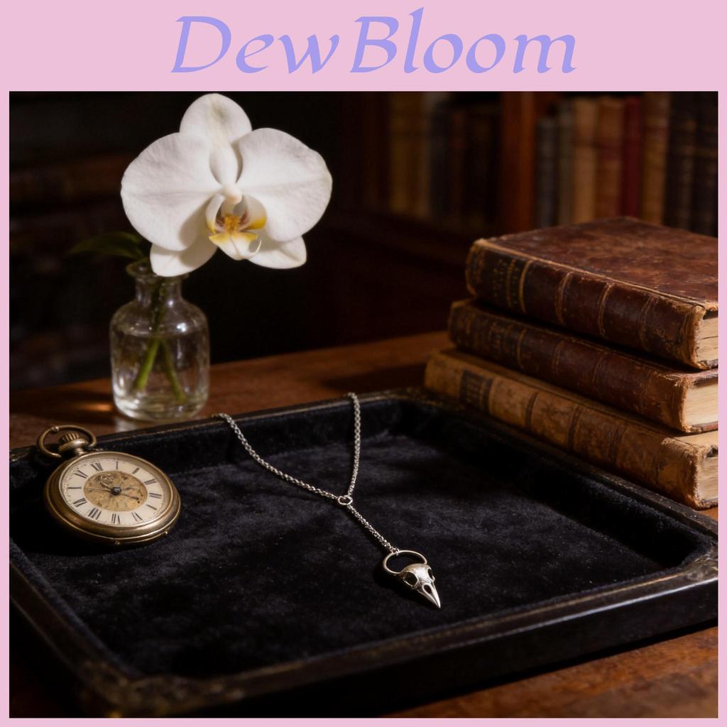 Gothic Crow Skull Pendant Necklace With Electroplated Alloy Chain For Men And Women