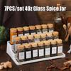 7Pcs/Set 4Oz Glass Spice Jar Seasoning Containers With Bamboo Lids Square Empty Spice Bottles Herbs