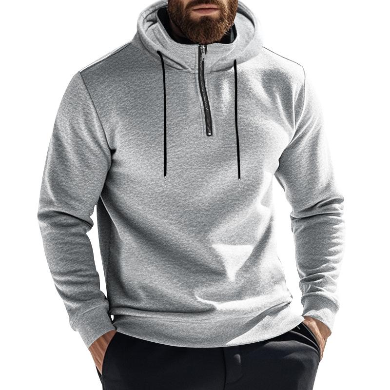 Men S Fleece Lined Hooded Sweatshirt Long Sleeve Casual Loose Fit S серый