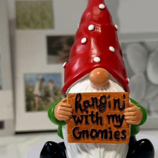 Christmas Gnome Figurine Cartoon Sitting Faceless Dwarf Resin Statue Sculpture Home Office Desktop Decoration Ornament