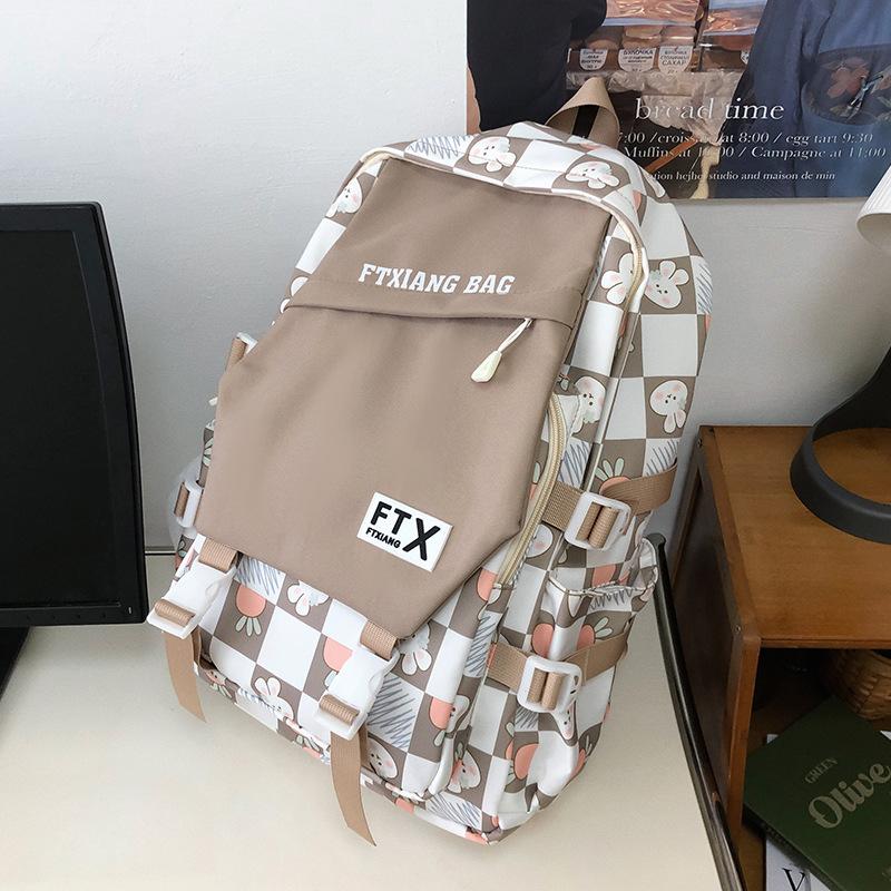 School Bag Elementary School Girl Junior High School Student High School Student College Student Cute Backpack Contrast Color Backpack