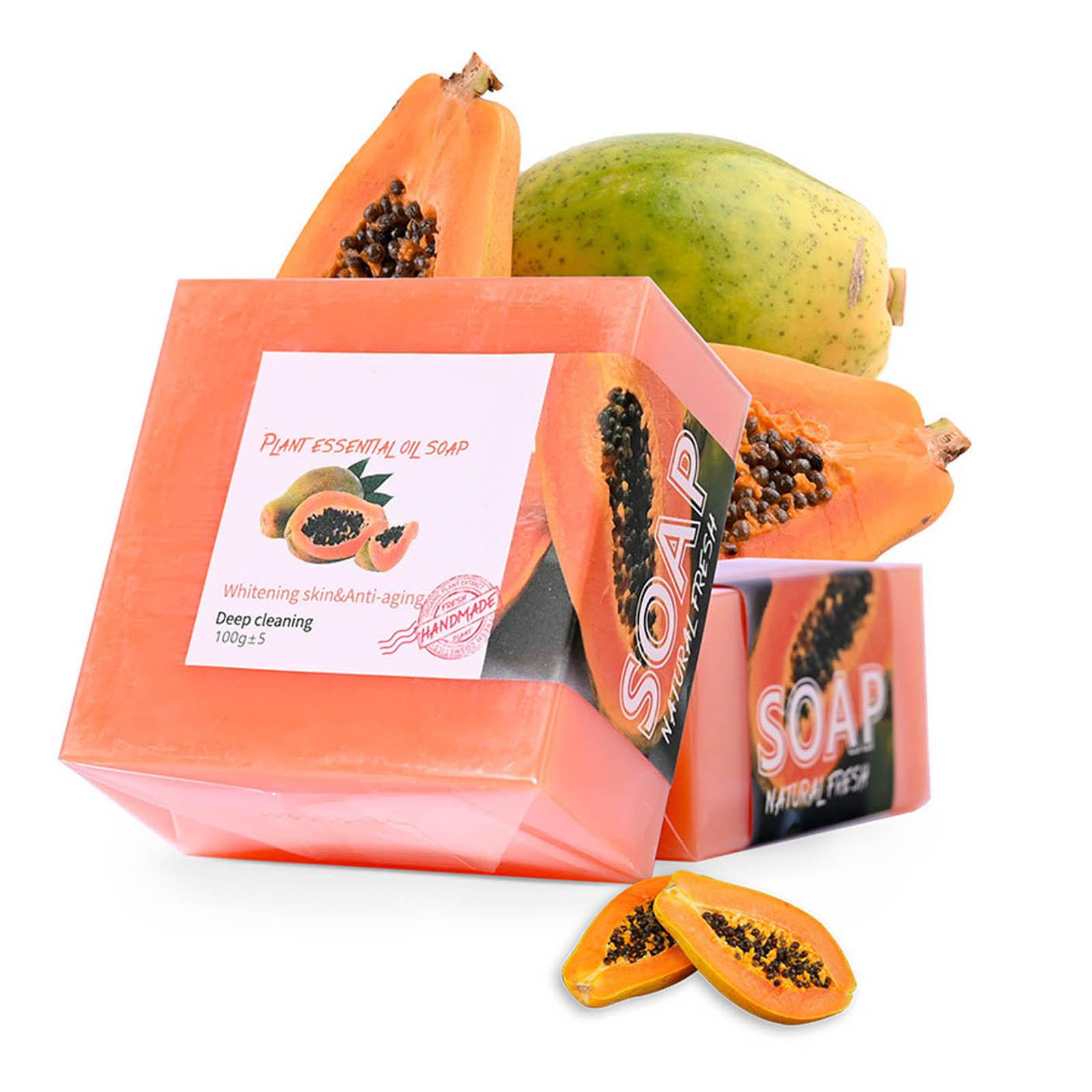 

2 шт. Мыло ручной работы с эфирным маслом папайи, травяной уход за кожей для очищения и увлажнения кожи One Size