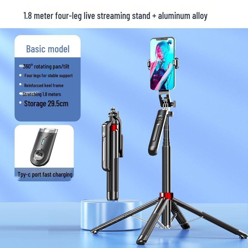 1.8m Anti-Shake Gimbal Selfie Stick Tripod for Mobile: 360° Rotation, Ideal for TikTok Live Streaming and Handheld Shooting.
