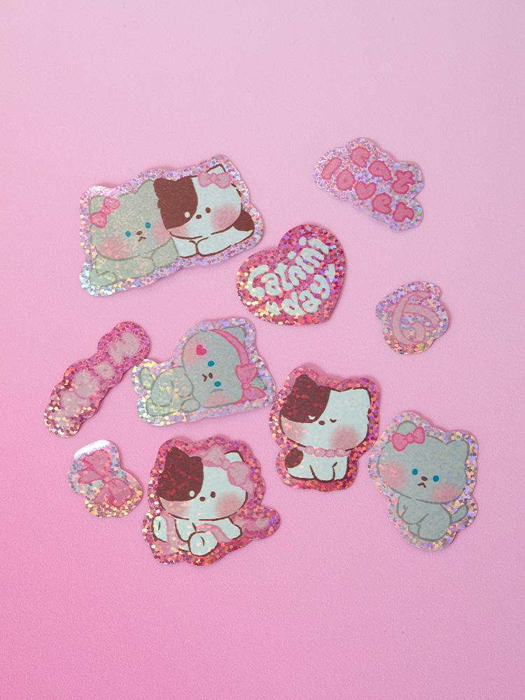 Line Friends Minini Catnini Sticker Pouch Keyring