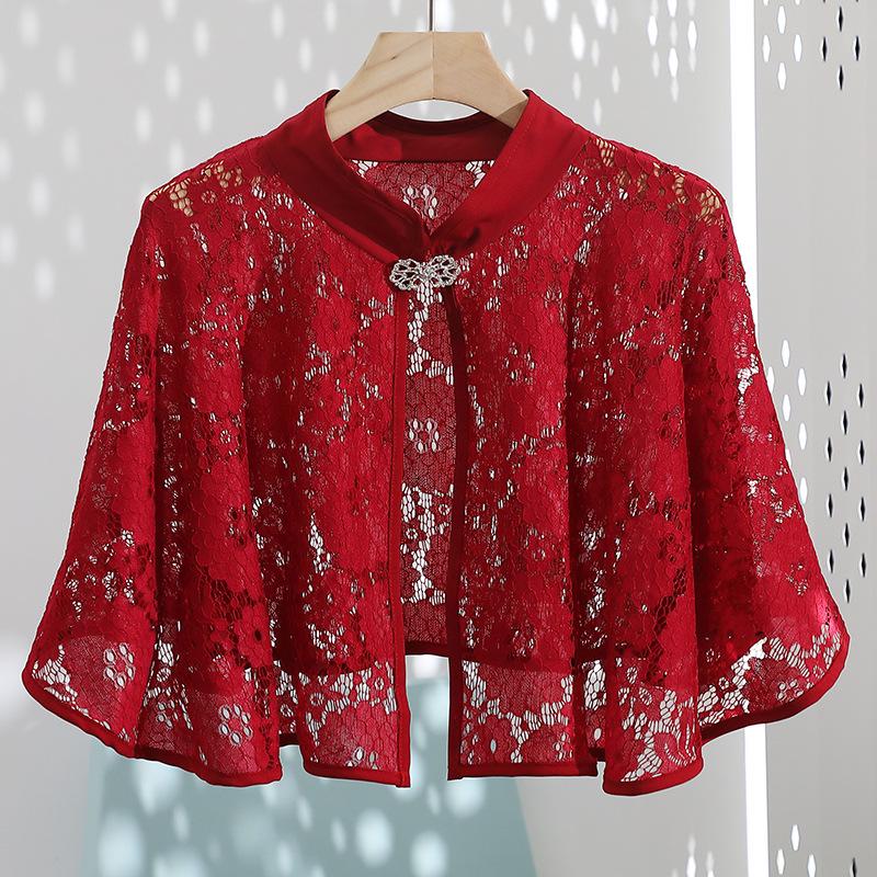 Elegant Summer Lace Sun Protection Shawl & Camisole Dress with Retro Silver Buckle – Fashionable Women's Outfit