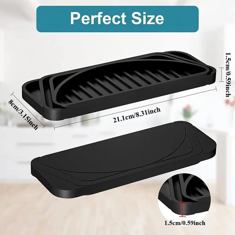 Silicone Refrigerator Leak-proof Tray - Water Dispenser Drip Tray with Raised Edges and Anti-icing Plate, Efficient Drainage