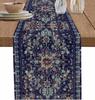 Comodino Blu Navy Boho Runner da Tavola in Lino Decorazioni Sala da Pranzo Runner da Tavola per la Casa Lavabili Decorazioni per Feste