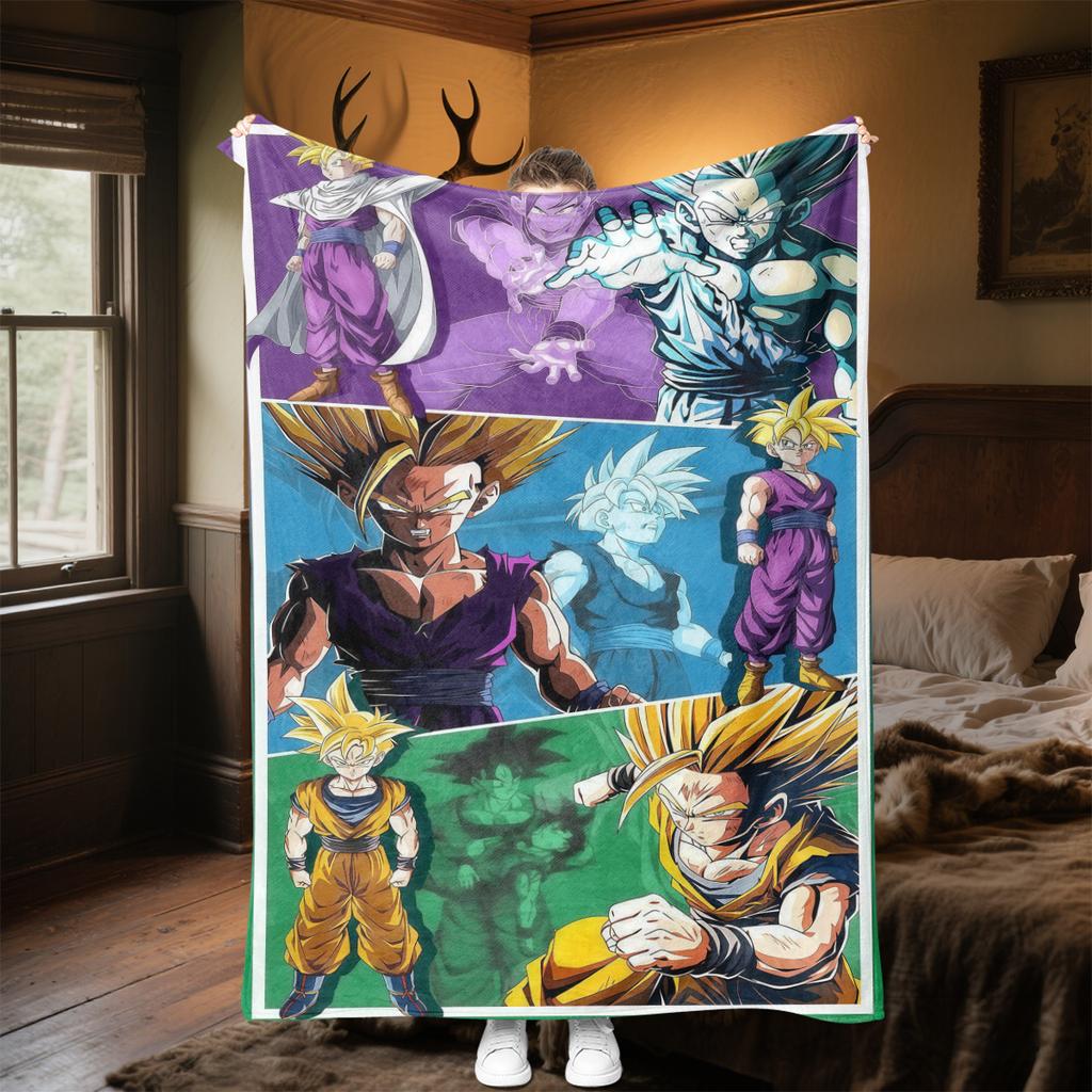 1 ks flanelová deka s potiskem DRAGON BALL, Vysoká kvalita, Pro všechna roční období, Domácí dekorace, Teplo a pohodlí, Perfektní jako vánoční dárky