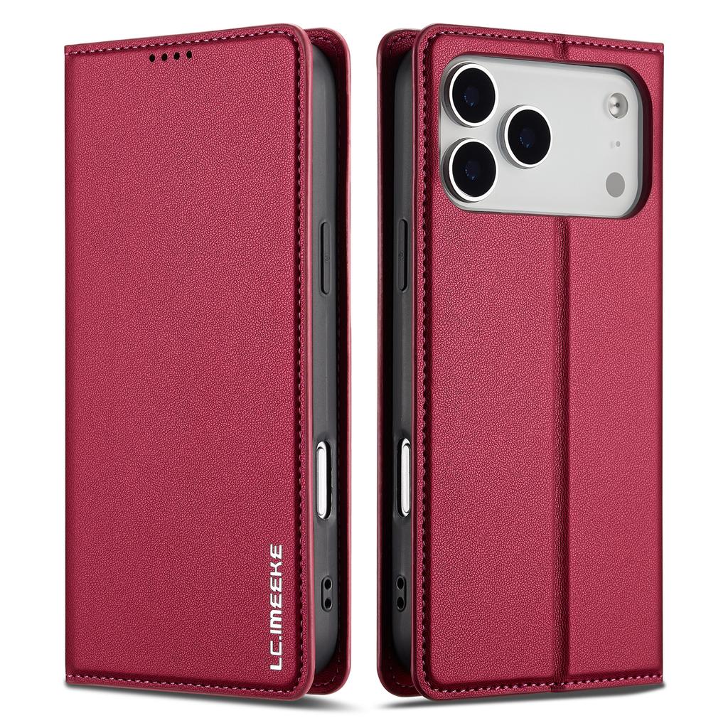 LC.IMEEKE L1 Series for iPhone 17 Pro Case PU Leather Wallet Stand Protective Phone Cover