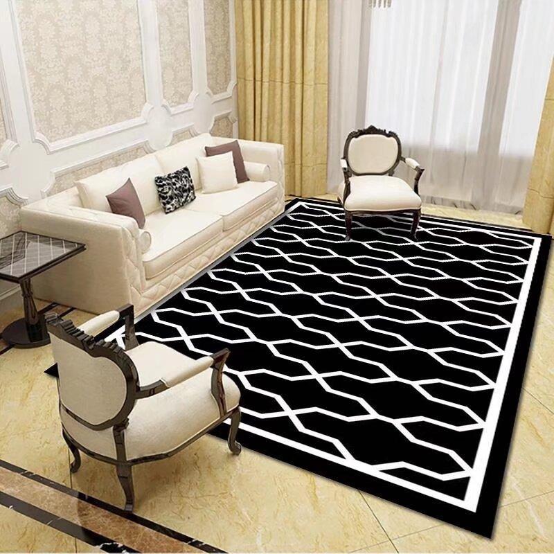 Modern Zebra Animal Pattern Carpet Mat Black White Striped Rug Minimalist Non-slip Large Area Home Decoration for Living Room