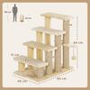 4-step Pet Stairs with Scratching Posts, Platforms, Toy Ball, Beige