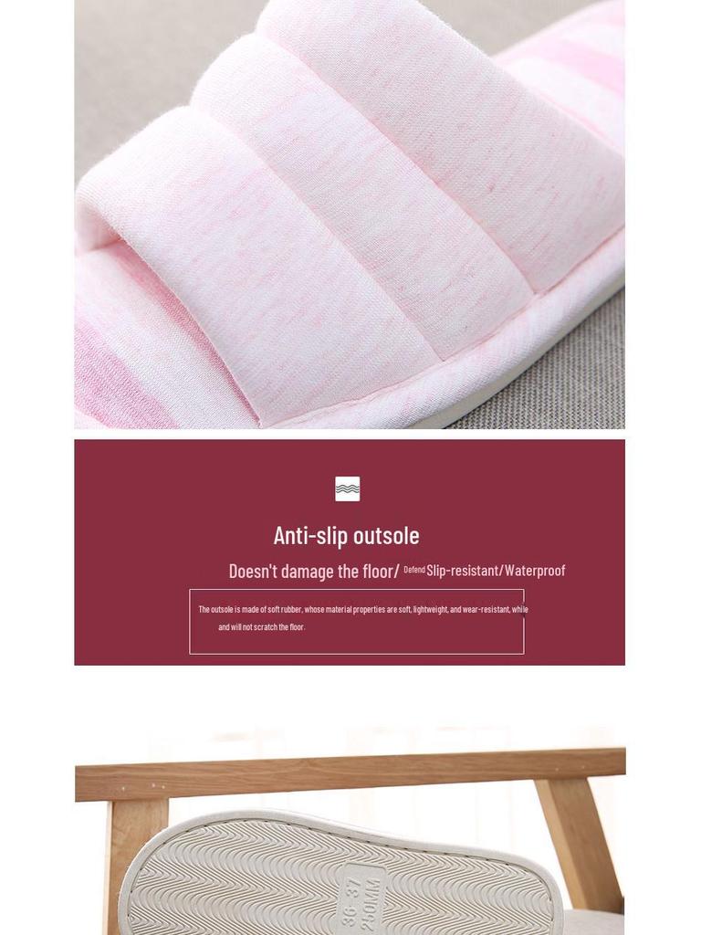 Japanska Linne Anti-Slip Par Tofflor för Vår/Sommar - Mjuk Sula Bomull Hemma Tofflor