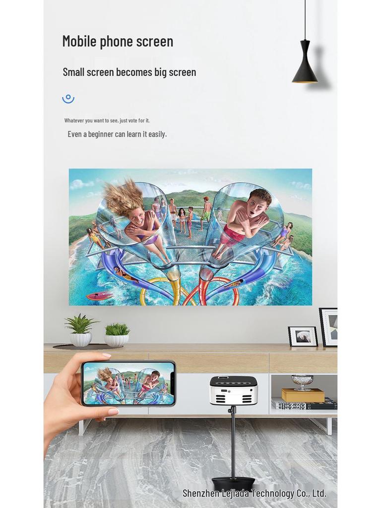 T20 Mini Wireless HD 1080p Mobile Projector for Home & Bedroom