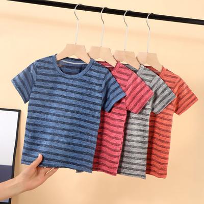 Sommer Kinder Oberteil Schnelltrocknend Dünnes Material T-Shirt Schweißabsorbierend Dünnes T-Shirt Gestreiftes Hemd Horizontal gestreift