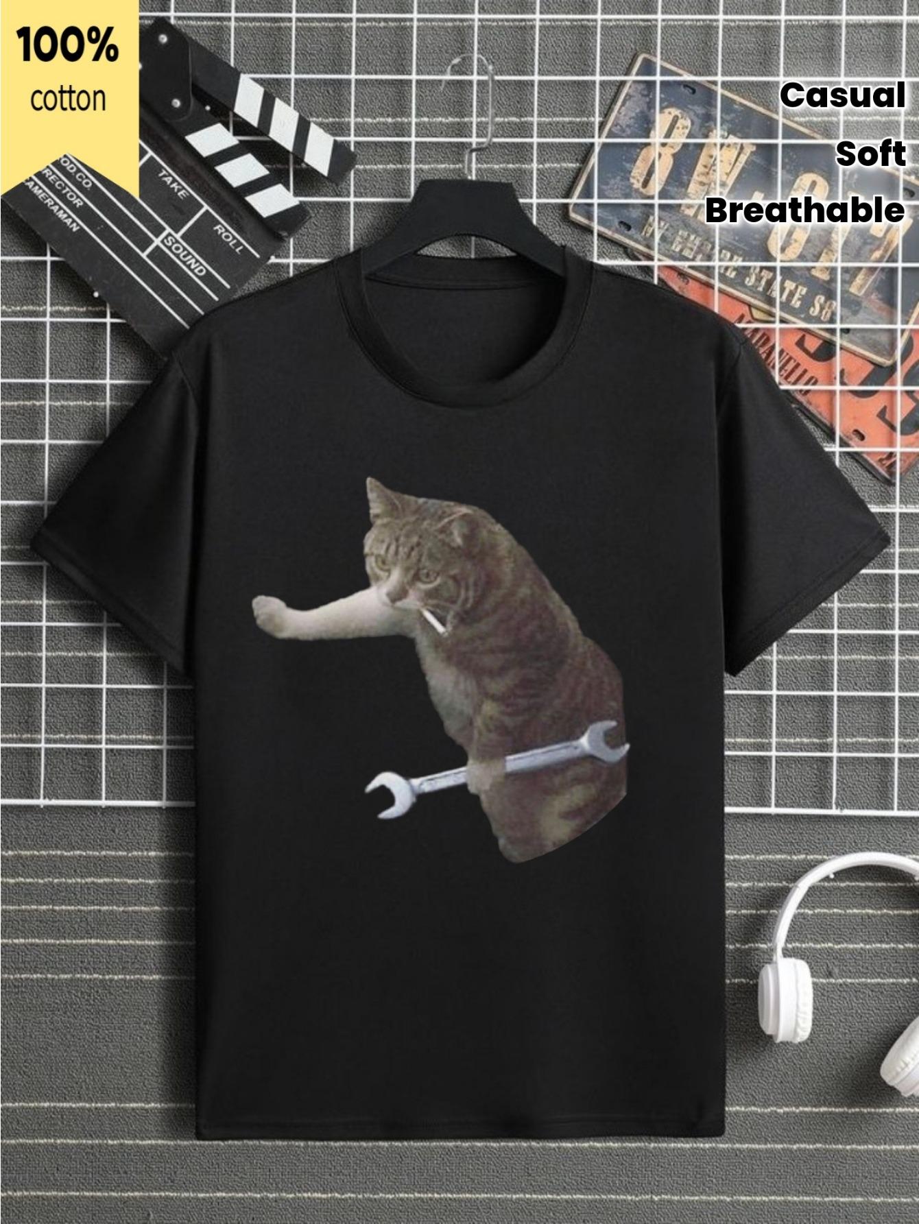 T-Shirt y2k Mechanic Cat T Black 3XL