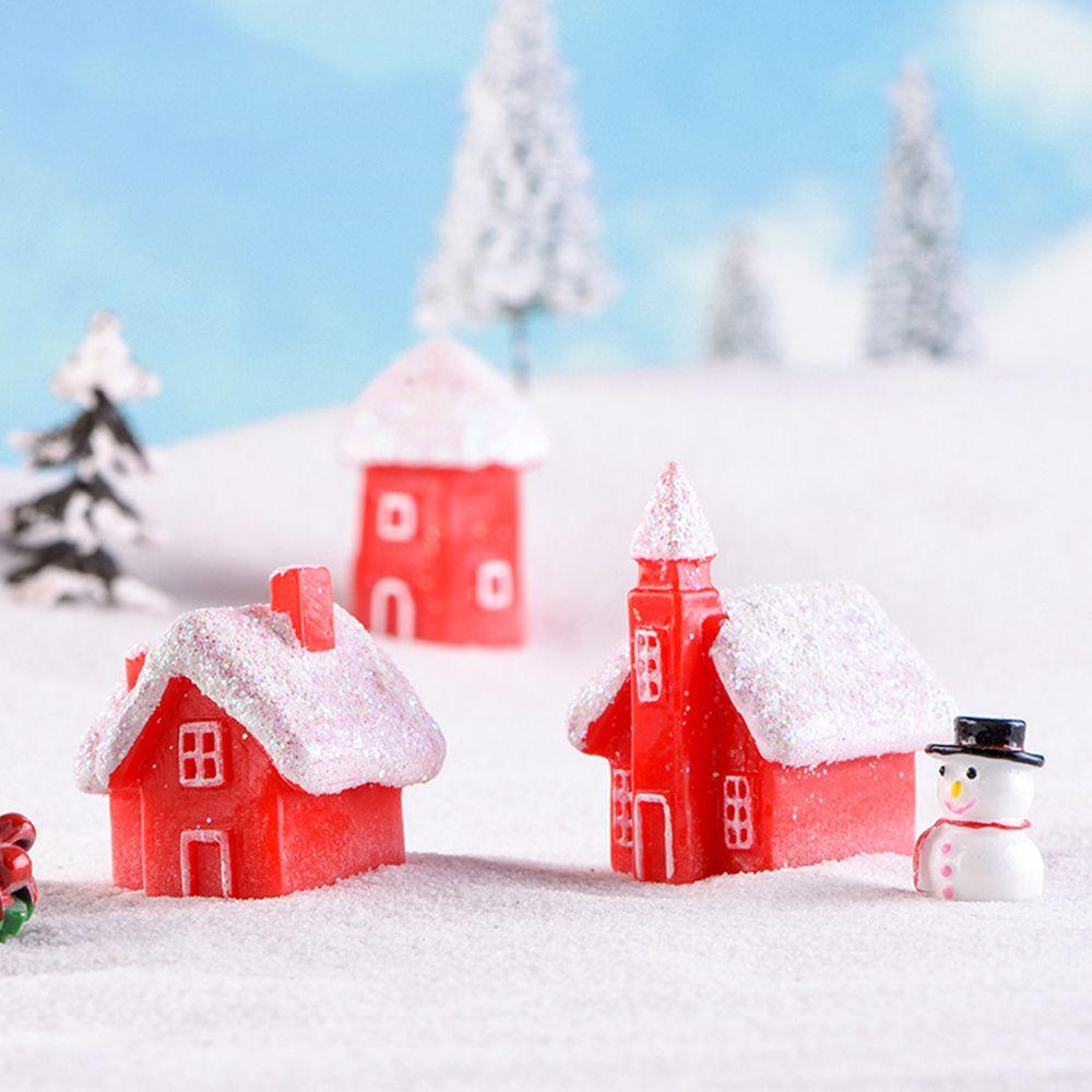 Bonsai Ornament Christmas Decorations Mini House Figurines Villa Model Miniature Snowcap Cottage