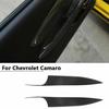 Front Door Armrest Panel Cover Trim For 12-15 Chevrolet Camaro Soft Carbon Fiber