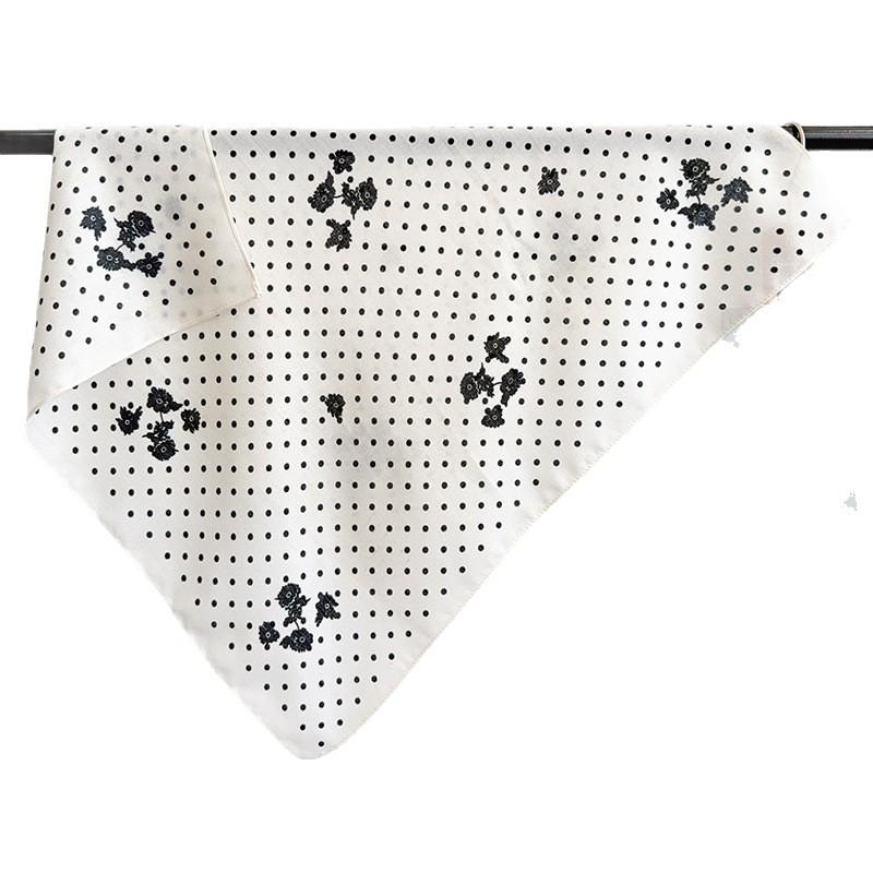 Korean Simple High-end Polka Dot Printing Small Square Scarf Women's Autumn Fashion Versatile Headscarf Multi-purpose Scarf Shawl
