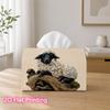 1pc 2D Flat Printed 17.78X10.92X12.95cm Tissue Box Fluffy Sheep On Log Suitable for Tissues/Roll Paper/Napkins CJH528S055