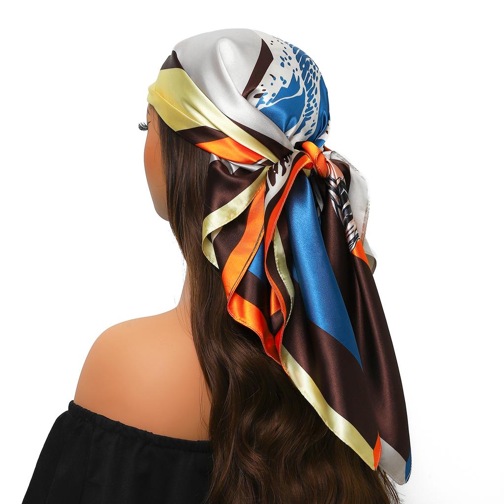 Silk Scarves Women Luxury Brand Summer Fashion Designer Head/Hair Scarf 90*90cm Hijab Bandana Cheveux Foulard Femme 90X90CM