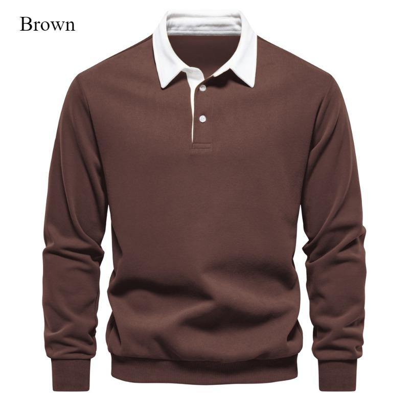 2024 New Autumn Winter Long-sleeved Polo Neck Hoodie Casual Sports Shirt Fashion Design Men's Cotton Top