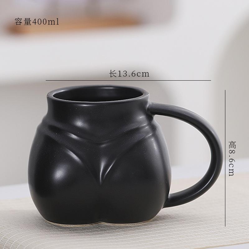 Creative Fun Cute Butt-shaped Ceramic Coffee Cup Large Capacity 400ml Milk Cup Modern Breakfast Drink Cup Office Mug Home Decor