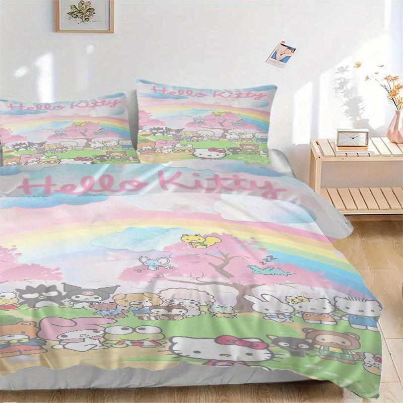 

3pcs Hello Kitty Printed Bedding Set, Soft and Comfortable Quilt Cover for Bedroom, Guest Room (1 Duvet Cover + 2 Pillowcases, Pillow Core N 135x200cm