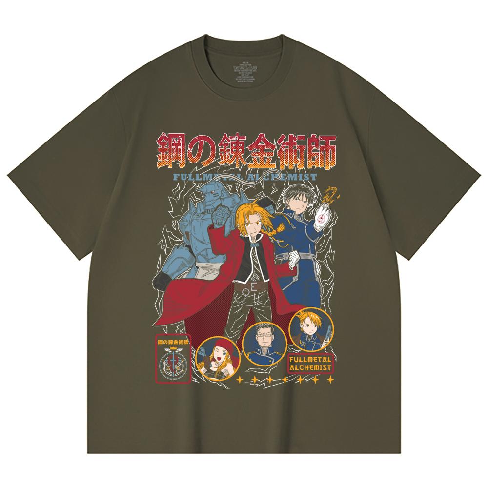 230 Gsm 100% Cotton Fullmetal Alchemist V2 Print Unisex Heavy Cotton T Shirt