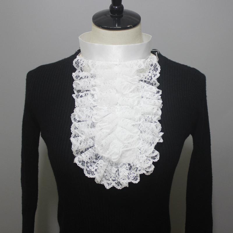 Ruffle Lace Neck Tie Shirt Front Detachable False Collar Necktie Stage Performance Party Multi-Layer Neckwear Neck Collar