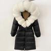 OFTBUY Moda Inverno Giacca Piumino 90% Imbottita con Piumino Collo in Pelliccia di Volpe Oversize Rimovibile Cucita Giacca Piumino Donna Abbigliamento Casual Largo