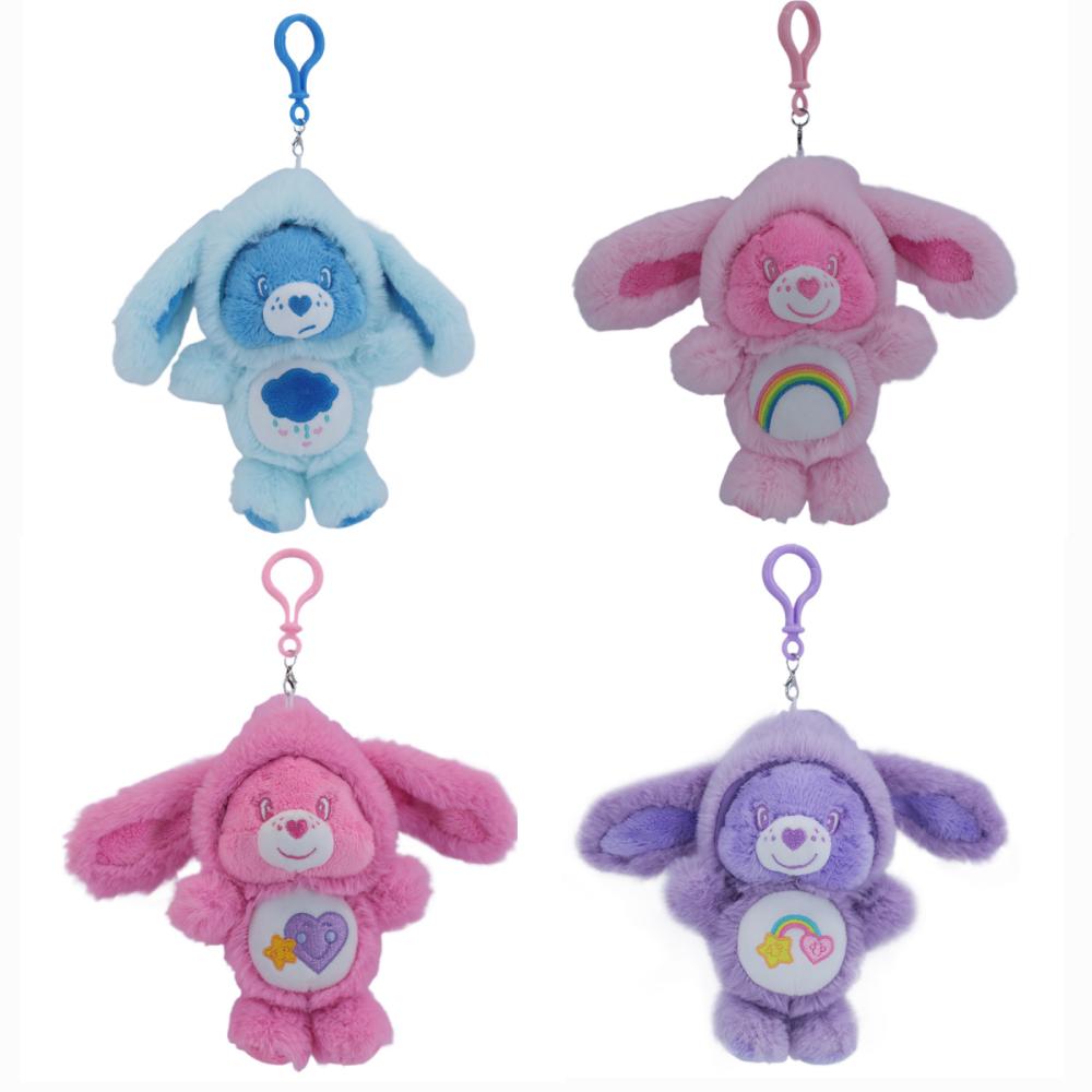 Care Bears Rabbit Ear Plush Keychain Furry Fluffy Pendant Bag Charm Trendy Key Holder Fashion Bag Decoration Cartoon Key Ring
