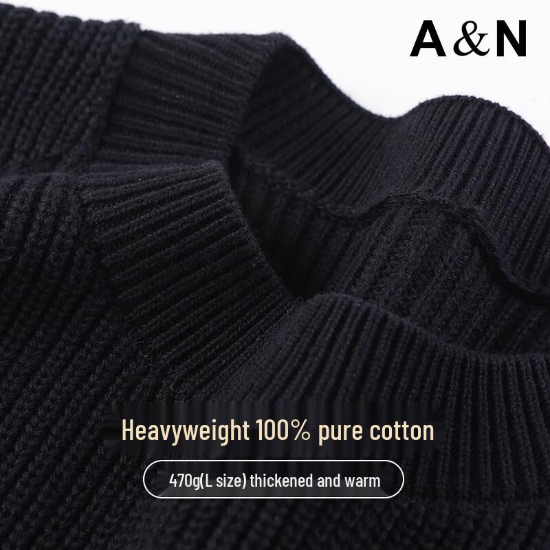 Men's 100% Cotton Heavy Knit Crew Neck Sweater