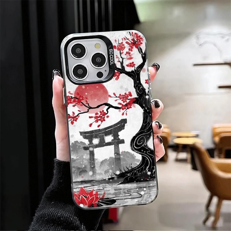Japanese Minimalist Pine Tree Shockproof Phone Case for iPhone 17 Air 16 16E 15 Pro Max 14 Plus 13 Mini 12 Back Cover Anti Fall