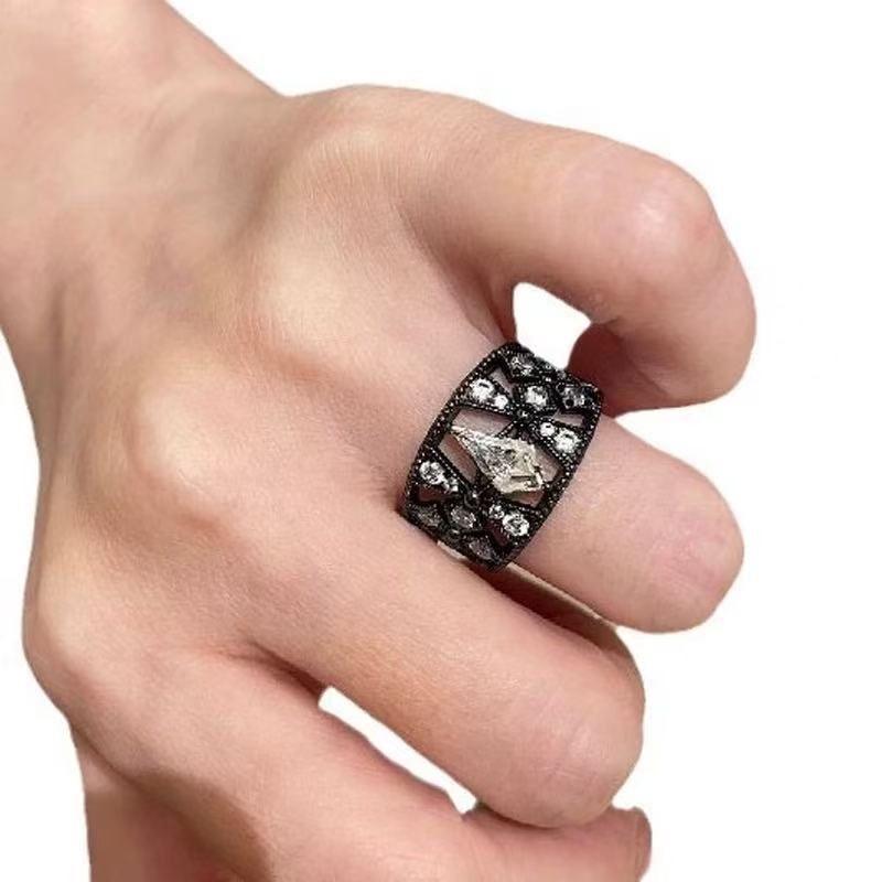 Zircon Geometric Ring Rhombus Diamond Trendy Fashion Versatile Finger Rings