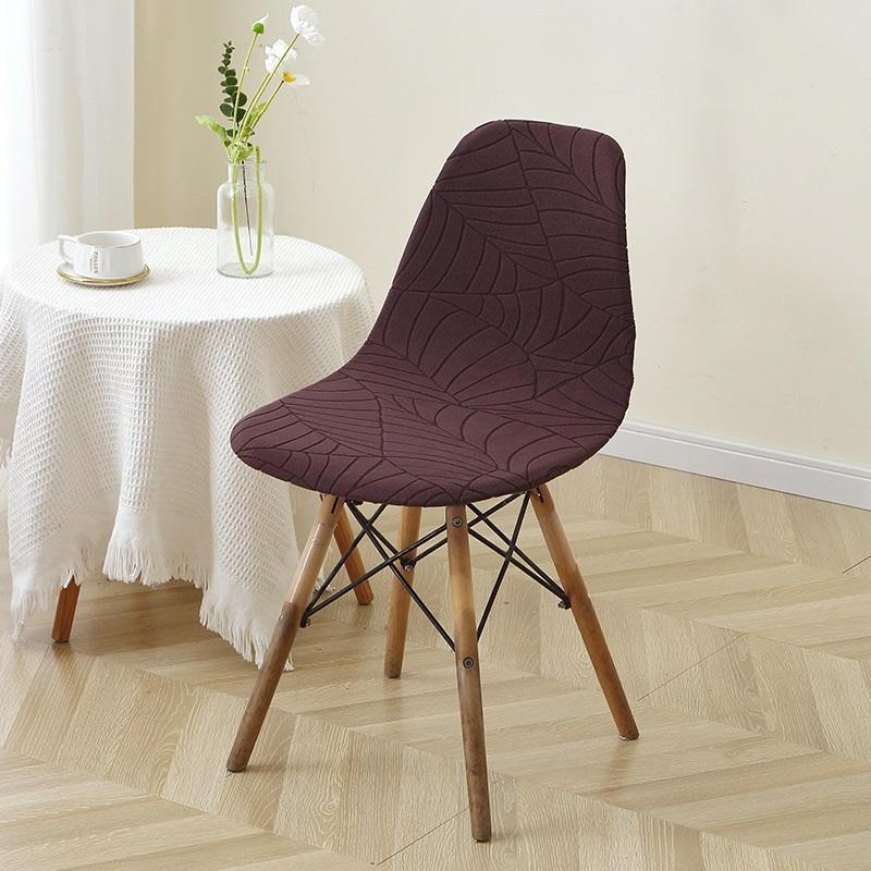 1/2/4/6pcs Jacquard Shell Chair Cover Stretch Armless Chair Slipcover Solid Color Elastic Dining Seat Cover Home Hotel Banquet