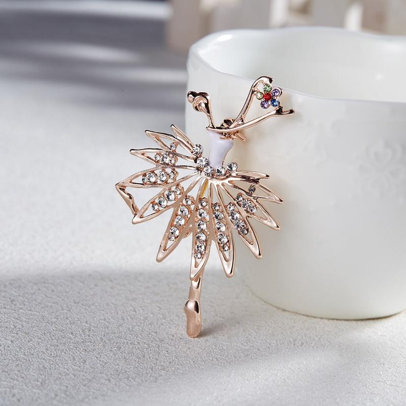 Dance Girls Ballet Dancing Brooches For Women Artistic Gymnastics Shining Crystal Zircon Brooch Pins Dress Coat Wedding Jewelry